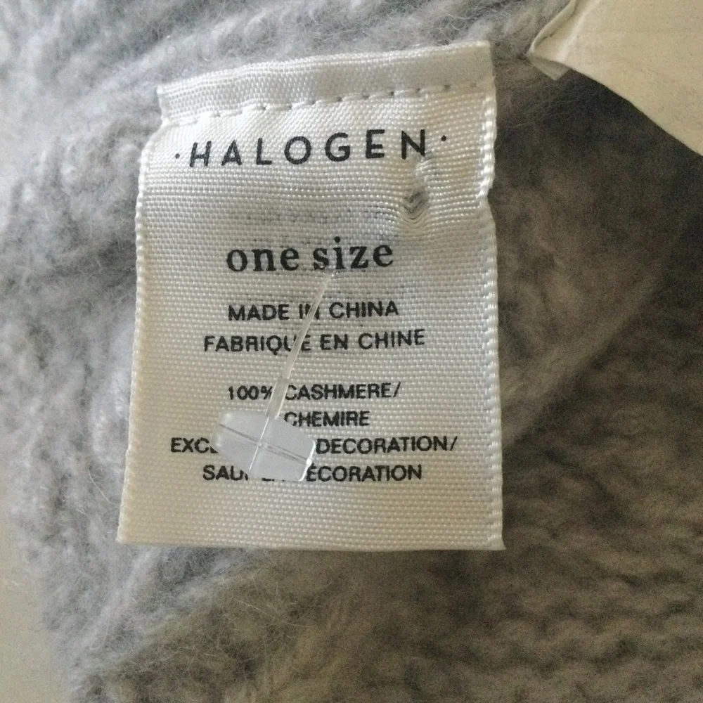 HALOGEN CASHMERE CABLE KNIT CUFFED BEANIE WITH FAUX FUR POMPOM HEATHER GRAY NEW